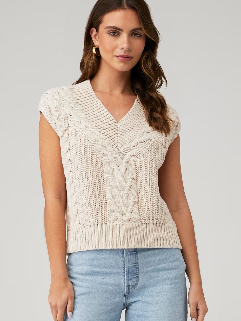 Pistola Kiran oversized sweater vest cable knit cream women’s